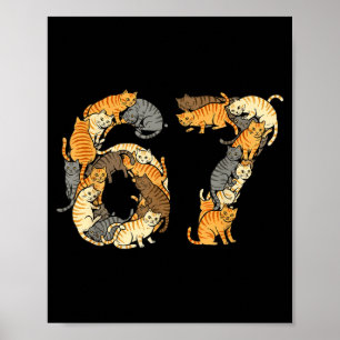 Funny Tabby Cats 6 7 Meme Six Seven Love Alley Cat Poster