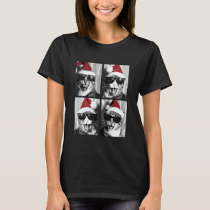 Funny Tabby Cats in Sunglasses Santa Hat Christmas T-Shirt