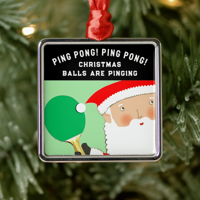 Funny Table Tennis Metal Ornament (Tree)