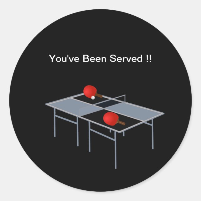 Funny Table Tennis Served,  Classic Round Sticker (Front)