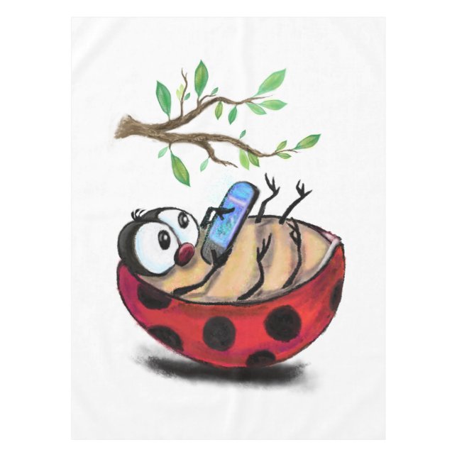 Funny Tablecloth Ladybug with Phone (Front)