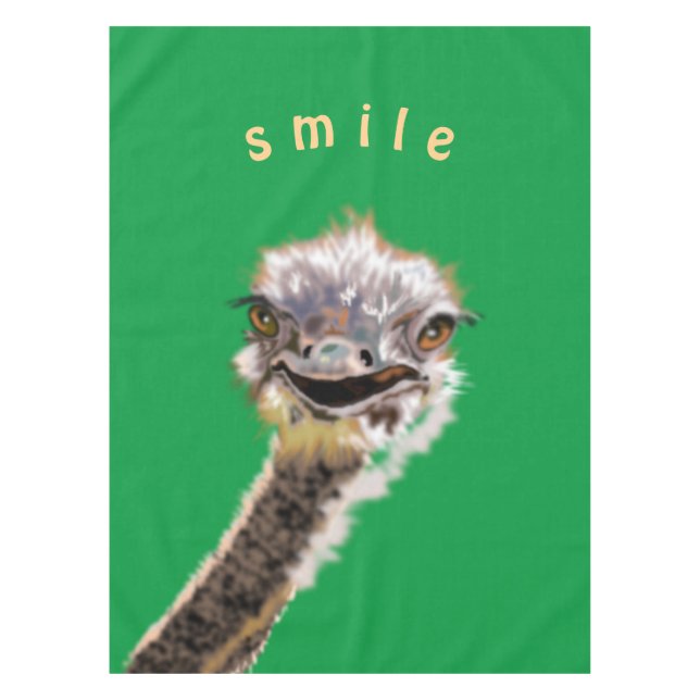 Funny Tablecloth with Happy Ostrich - Smile (Front)