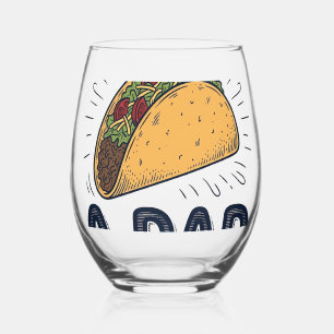 Funny Taco Bout Becoming a Dad Pregnancy Announcem Stemless Wine Glass
