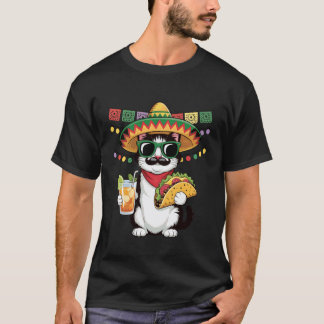 Funny Taco Cat Cinco De Mayo Fiesta Humour Cat Lov T-Shirt