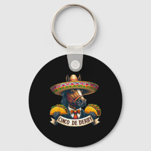Funny Taco Horse Racing Vintage Cinco De Der Keychain