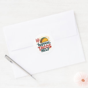 Funny Taco Lover Fiesta Foodie Humor Art White Classic Round Sticker