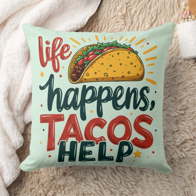 Funny Taco Lover Fiesta Foodie Humour Art  Throw Pillow (Blanket)