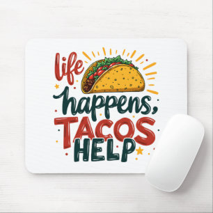 Funny Taco Lover Fiesta Foodie Humour Art White Mouse Pad