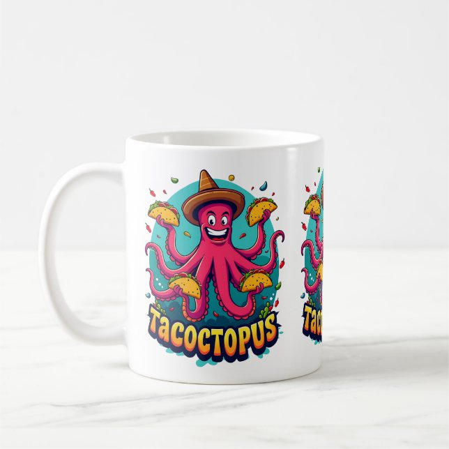 Funny Taco Octopus Cartoon Food Pun Coffee Mug (Left)