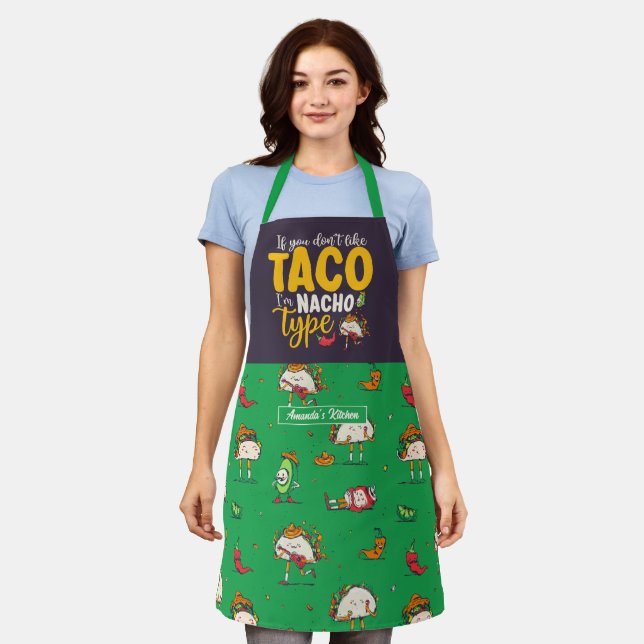 Funny Taco Pun Cinco De Mayo Mexican Food Pattern Apron (Worn)