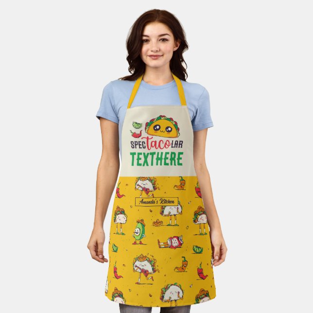 Funny Taco Pun Mexican Food Lover Personalized Apron (Worn)