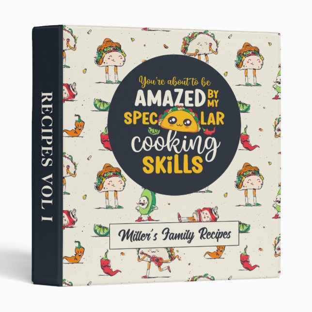 Funny Taco Puns Mexican Food Cinco De Mayo Pattern Binder (Front/Spine)
