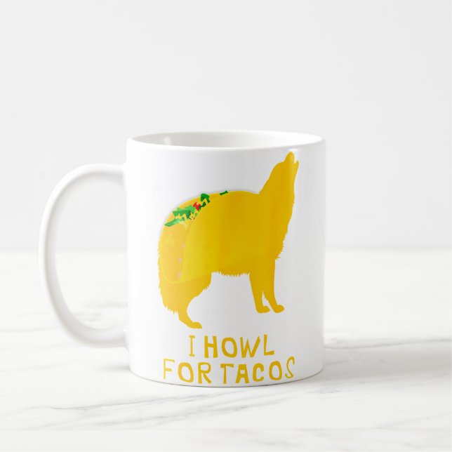 Funny Taco Taco Tuesday Wolf Coffee Mug (Left)