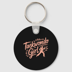 Funny Taekwondo Girl Keychain