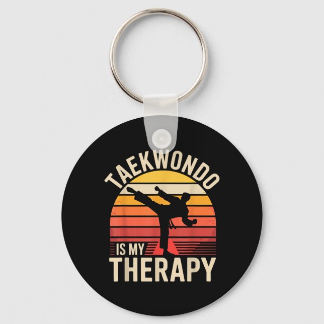 Funny Taekwondo is My Therapy Keychain (Front)