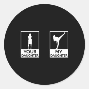 Funny Taekwondo Mom Dad Martial Arts Karate-girls  Classic Round Sticker