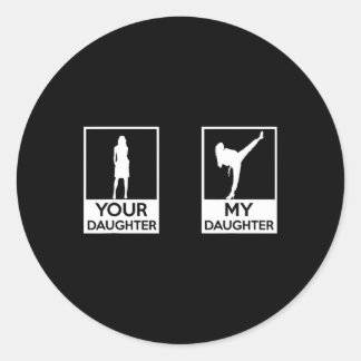 Funny Taekwondo Mom Dad Martial Arts Karate-girls  Classic Round Sticker