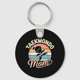 Funny Taekwondo Mom Retro Sunset Cute Women Girls Keychain