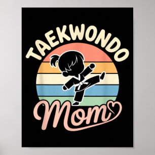 Funny Taekwondo Mom Retro Sunset Cute Women Girls Poster