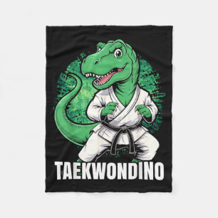 Funny Taekwondo T Rex Dinosaur Cute Martial Arts Fleece Blanket