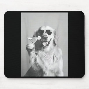 Funny Tail Dog Golden Retriever With Sungles Marti Mouse Pad