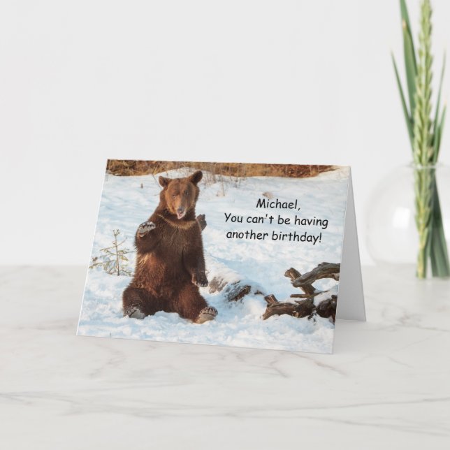 Funny Talking Bear Carte de voeux d'anniversaire (Devant)