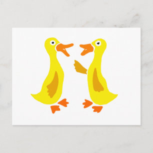 Funny Talking Ducks Art Postcard