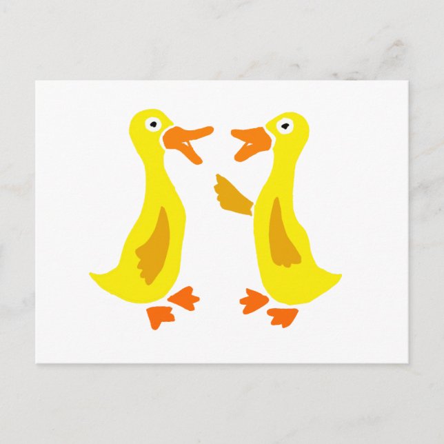 Funny Talking Ducks Art Postcard (Front)