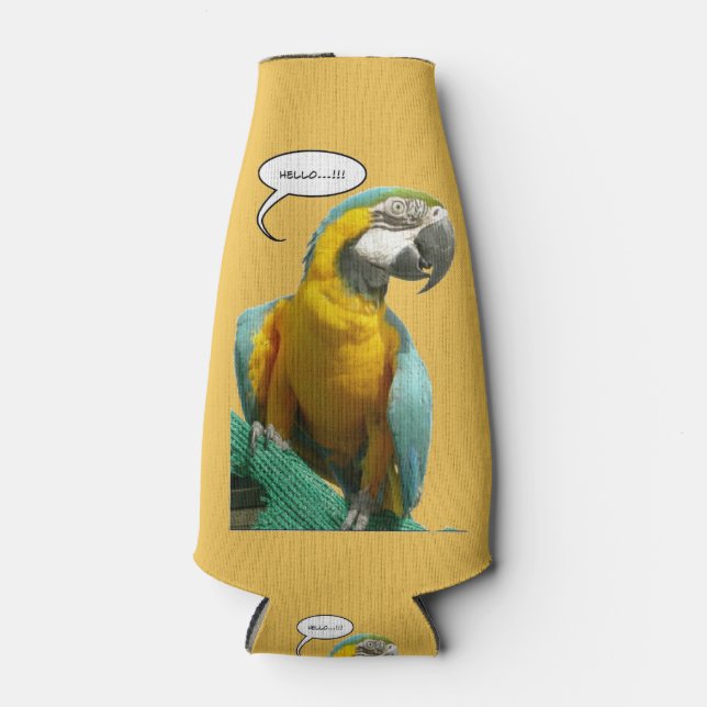 Funny Talking Parrot Customizable Bottle Cooler (Front)