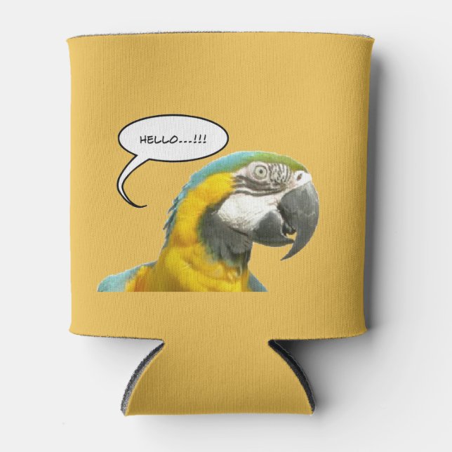 Funny Talking Parrot Customizable Can Cooler (Front)
