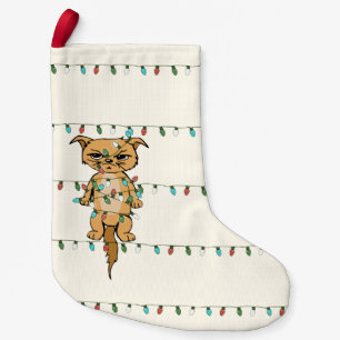 Funny Tangled Grumpy Xmas Cat Holiday Small Christmas Stocking