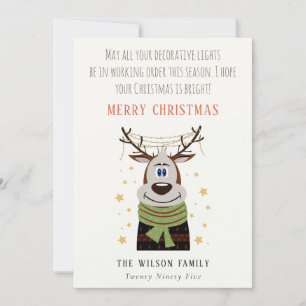 Funny Tangled Working Christmas Lights Reindeer  Holiday Card