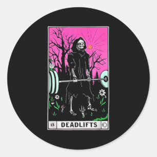 Funny Tarot Card Deadlifts Gym Workout Occult Read Classic Round Sticker