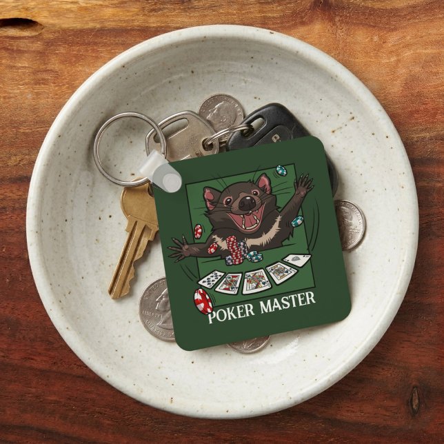 Funny Tasmanian Devil Poker Master Cards Cartoon Keychain (Creator Uploaded)