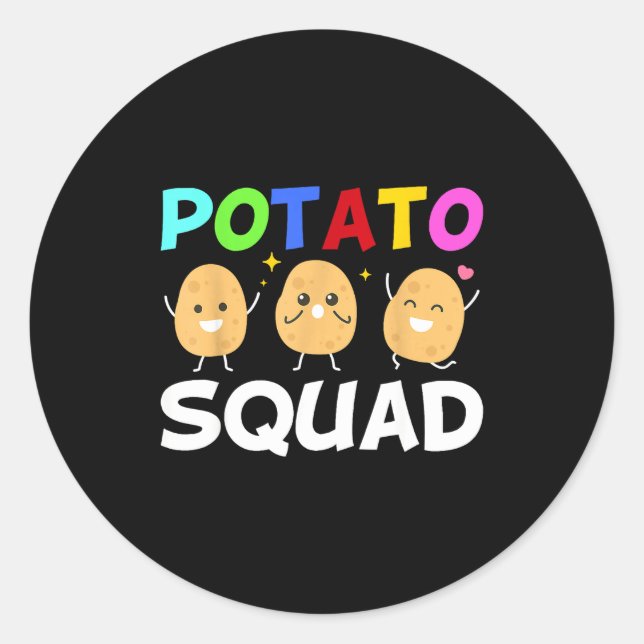 Funny Tato Squad Vegetable Chip Eater French Fries Classic Round Sticker (Front)