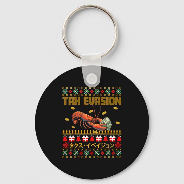 Funny Tax Evasion Lobster Money Ugly Christmas Swe Keychain (Front)