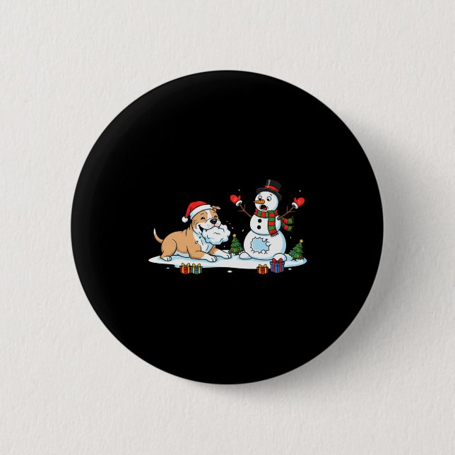 Funny Tbull Snowman Christmas Tree Xmas Womens Men 2 Inch Round Button (Front)