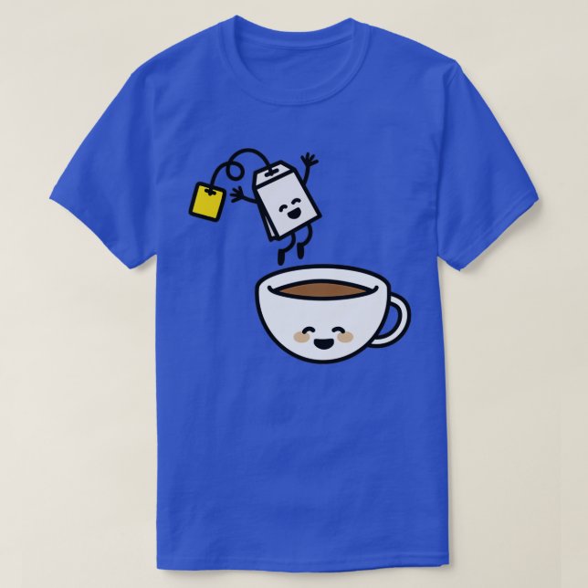 Funny tea bag teacup happy Tea lover Tea drinker T-Shirt (Design Front)