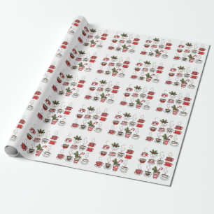 Funny tea mugs christmas time wrapping paper
