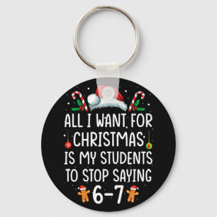 Funny Teacher 67 Christmas Six Seven Students Sayi Keychain