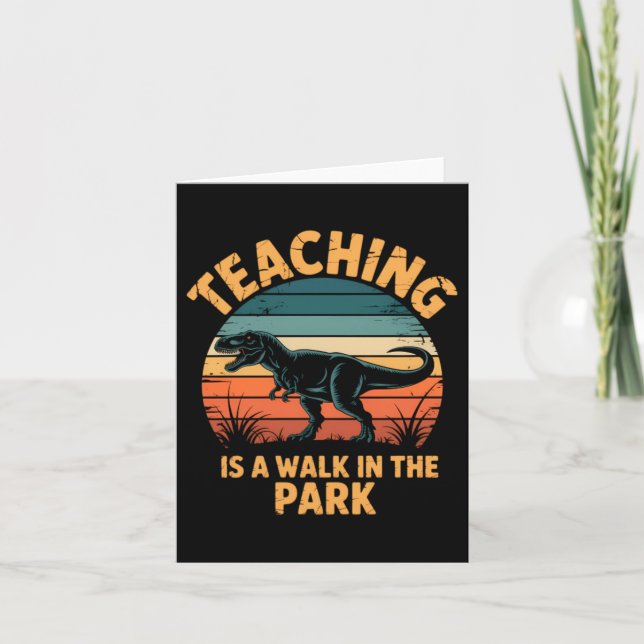 Funny Teacher Back To School Dinosaur Cute Card (Front)