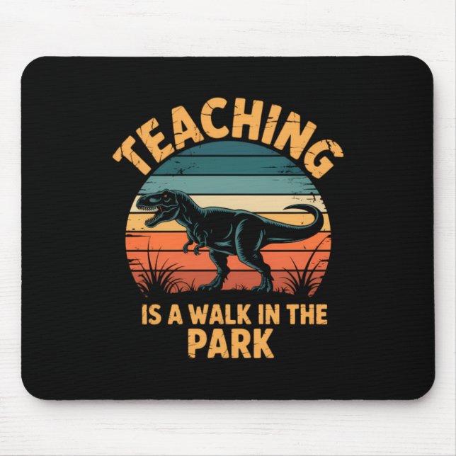 Funny Teacher Back To School Dinosaur Cute Mouse Pad (Front)
