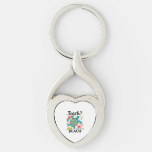 Funny Teacher Beach Summer Turtle Keychain