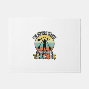Funny Teacher Broken Broom Halloween Vintage Shirt Doormat