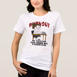 Funny Teacher Burnout Vacation Plan Lesson Tri-Blend Shirt