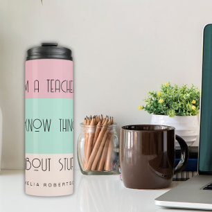 Funny teacher colorblock personalized  thermal tumbler