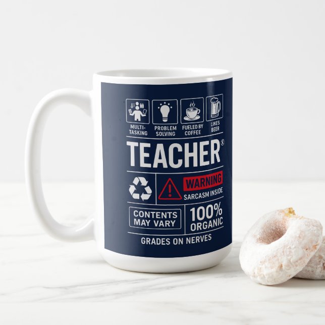 Funny Teacher Definition — Multi-Tasking Coffee Mug (With Donut)
