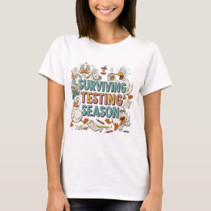 Funny Teacher Duck Shirt Surviving Testing Season 
