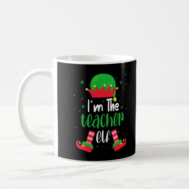 Funny Teacher Elf Matching Family Group Christmas  Coffee Mug (Left)