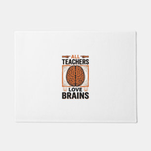 Funny Teacher Halloween Brains Vintage Graphic_1 Doormat